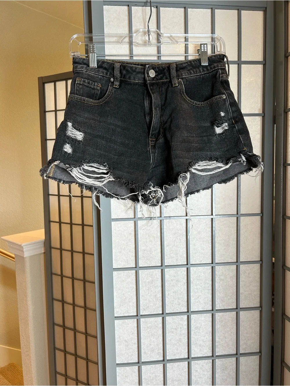 PacSun Black Distressed Denim Cutoff Shorts